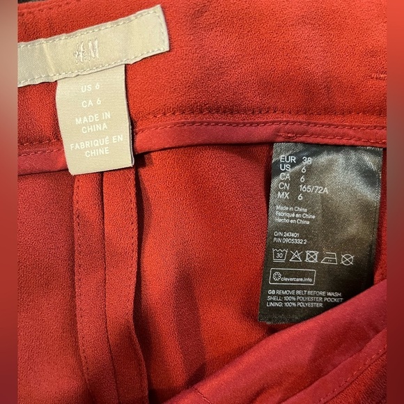 H&M Womens Rusty Red Straight High Waist Dress Pants Carrier Office Size 6 - Picture 11 of 11